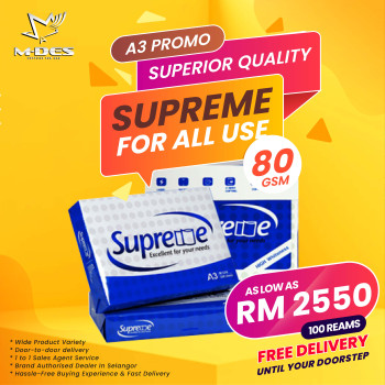 THAI SUPREME A3 Paper 80GSM 500'sheet (x100reams)