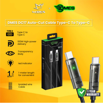 DMES Auto-Cut Cable DC17 100W Super Fast Charging (Type C to Type C) 