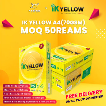 IK YELLOW A4 Paper 70GSM 500'sheet (x50reams)